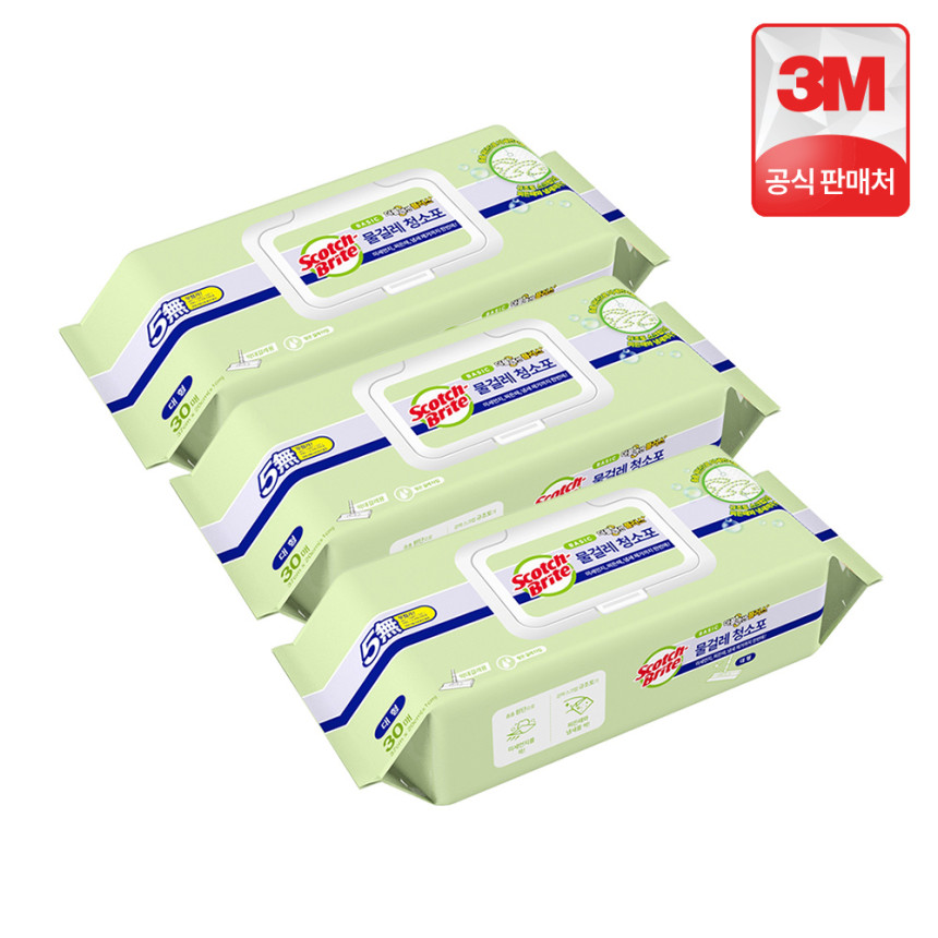 3M 스카치브라이트 더블액션 플러스 표준형 물걸레 청소포 리필 90매 사진 5