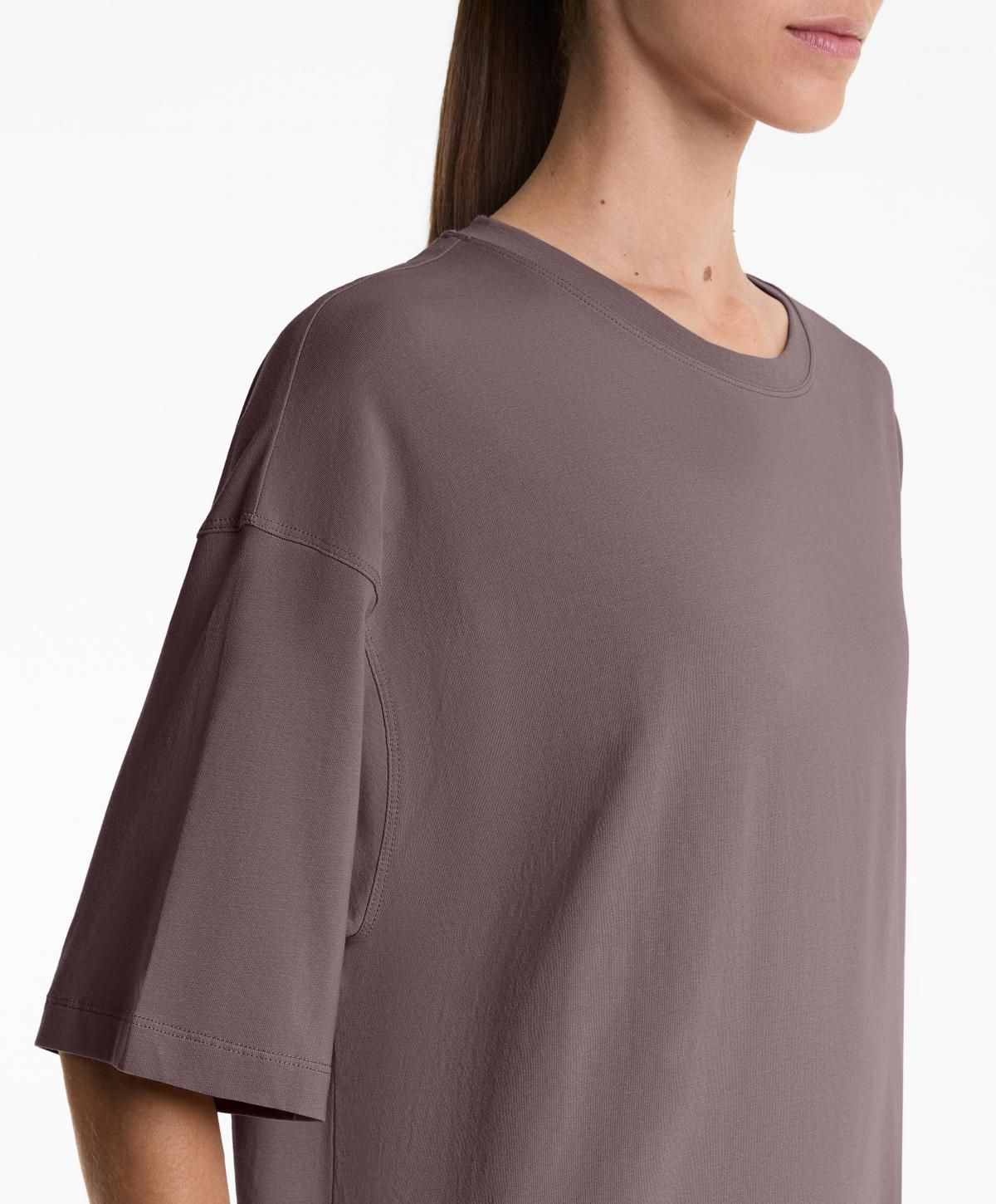 오이쇼 미니멀 소프트터치 코튼블렌드 반팔 티셔츠 0247/378 GREY-PURPLE - 상세 이미지 5