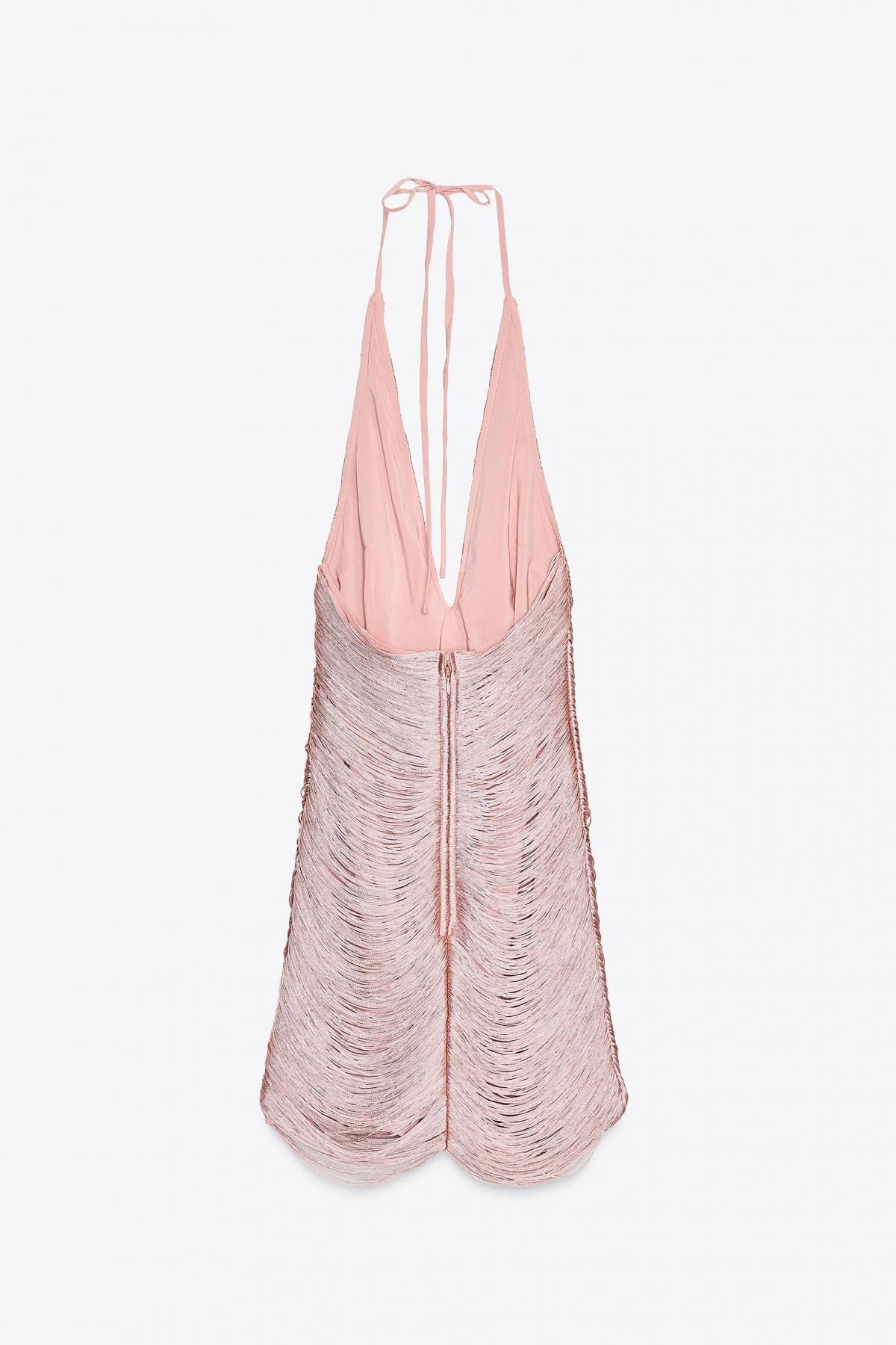자라 프린지 홀터넥 미니 원피스 4772/243 PALE PINK - 상세 이미지 5