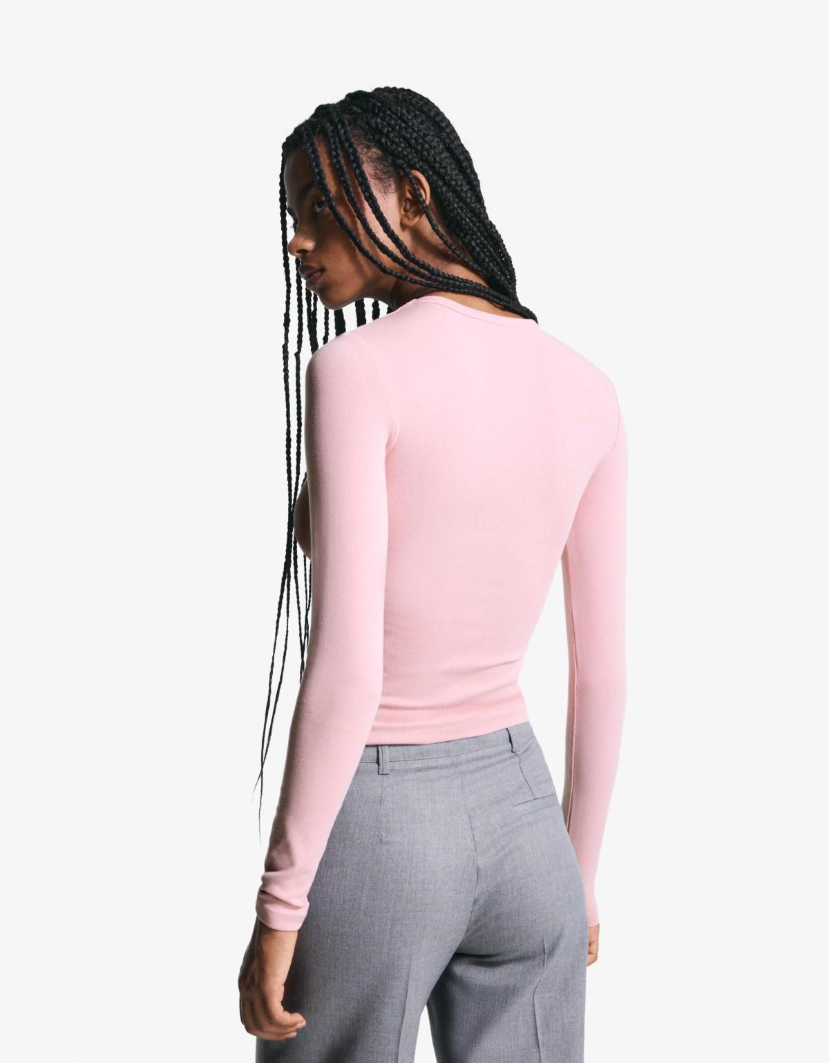 버쉬카 라이트핑크 베이직 긴팔 티셔츠 7802/152 PINK - 상세 이미지 3