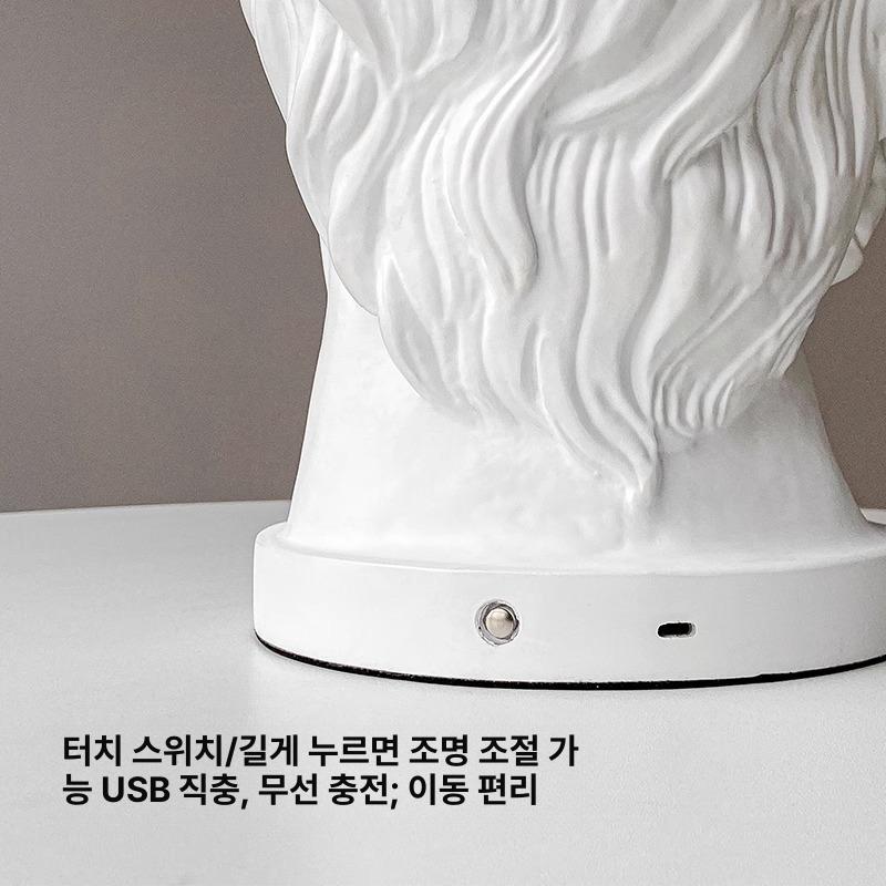 풍선부는 다비드 조각상 예술품 거실 북유럽 풍선 장식품 거실조명 전등 led무드등 충전형 - 상세 이미지 5
