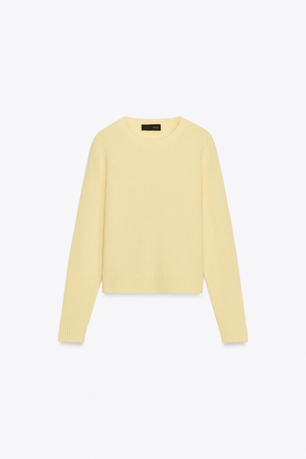 자라 프리미엄 라운드넥 100 울 스웨터 2893/107 LIGHT YELLOW - 상품 이미지