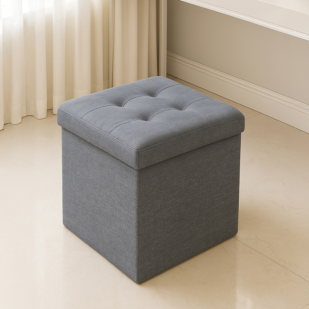 레토 패브릭 스툴 수납 화장대 의자 LFC-S02(중형), 그레이