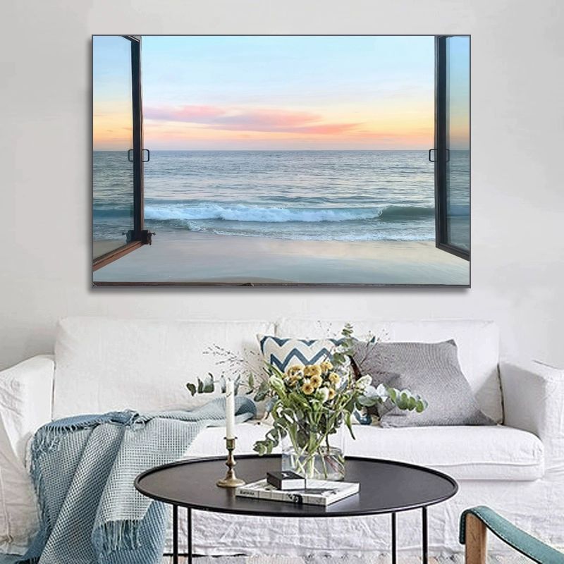 바다 풍경 그림 꾸밈 사진 대형 카페 패브릭 창문 K188-주력 80x60cm 블랙PS프레임+유화캔버스 - 상세 이미지 2