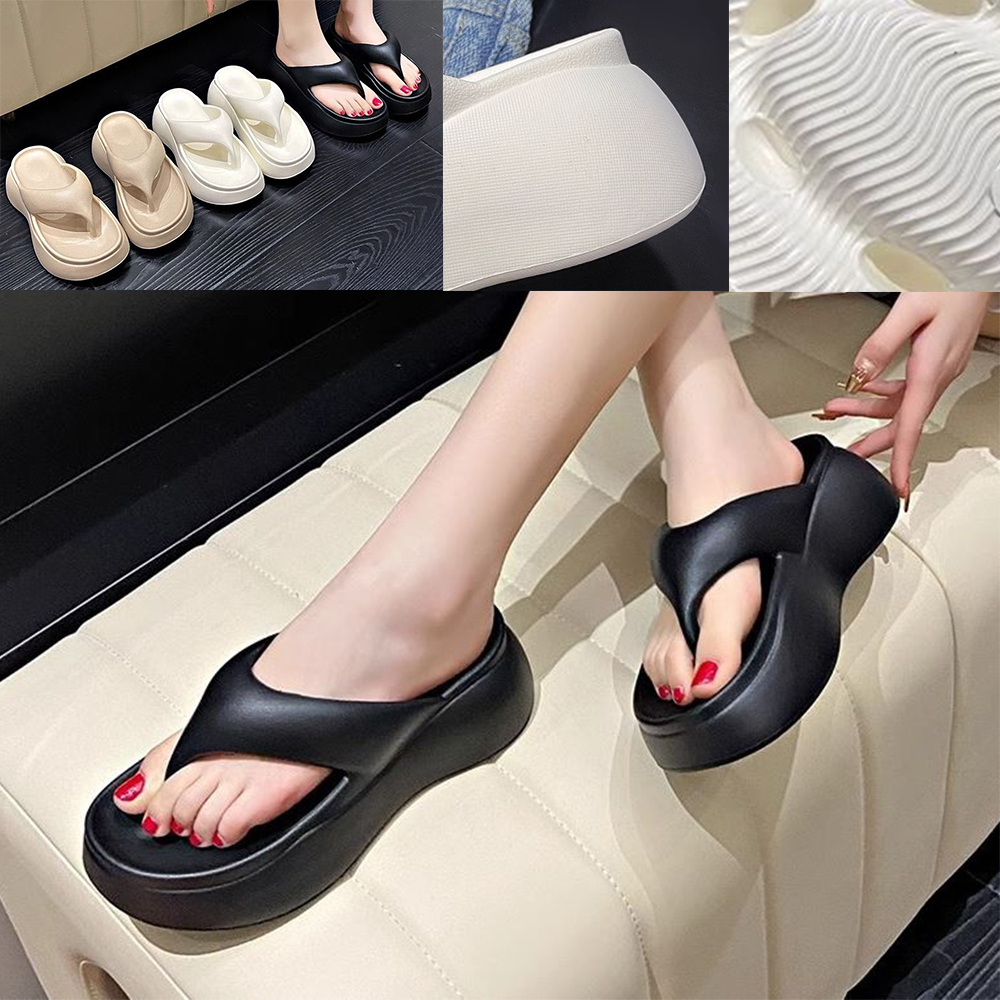 여성 플립 쪼리 통굽 여자 미끄럼방지 패션 쿠션 슬리퍼