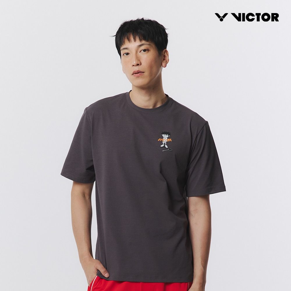 빅터 배드민턴 남여공용 오버핏 반팔라운드티셔츠 VT25CTO209U 차콜 - 상품 이미지