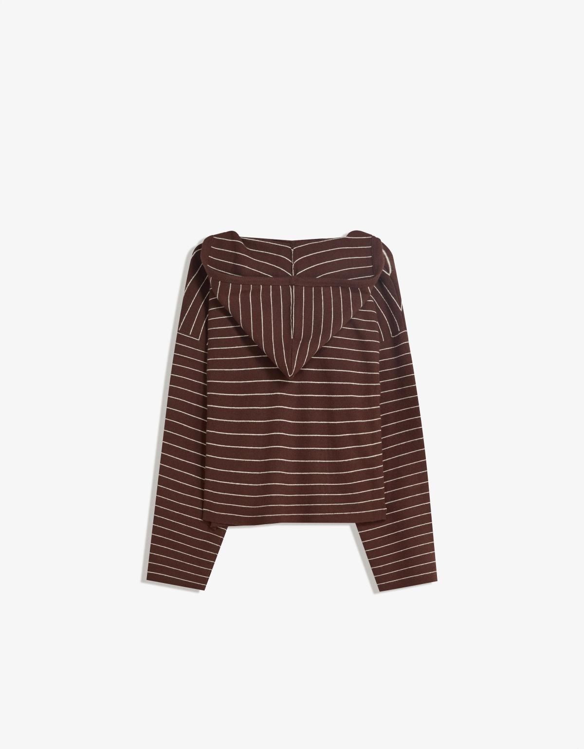 버쉬카 스트라이프 브라운 루즈핏 후드티 7114/693 BROWN - 상세 이미지 3