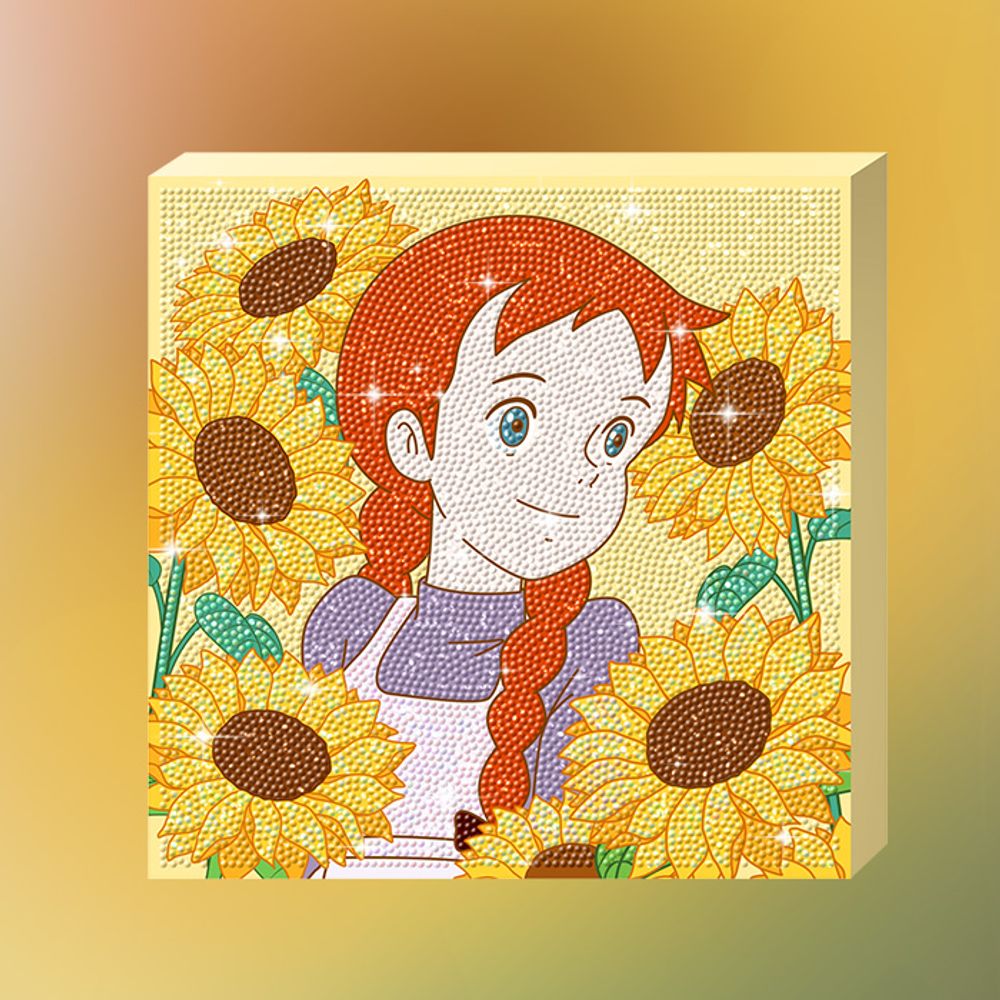 빨강머리앤 해바라기 함께 (캔버스 보석십자수) 25x25 - 상품 이미지