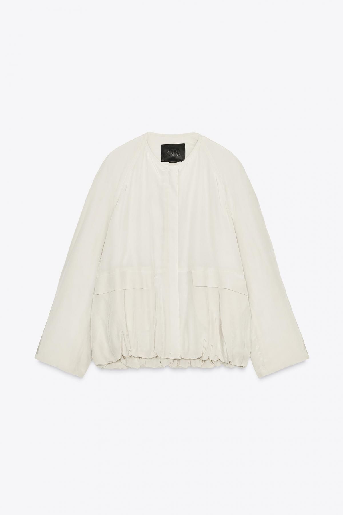 자라 라운드넥 패딩 포켓 테크니컬 숏패딩 8042/209 BEIGE / GREEN - 메인 이미지