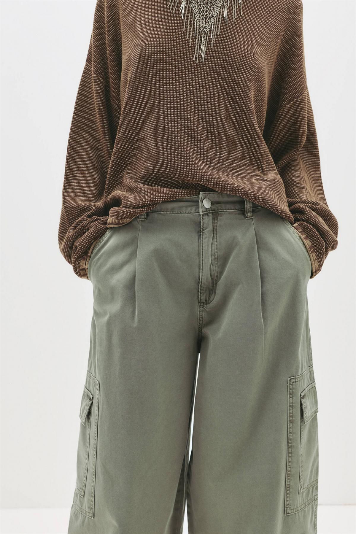 풀앤베어 코튼 와이드포켓 트렌디 벌룬핏 카고팬츠 7675/337 KHAKI - 상세 이미지 5