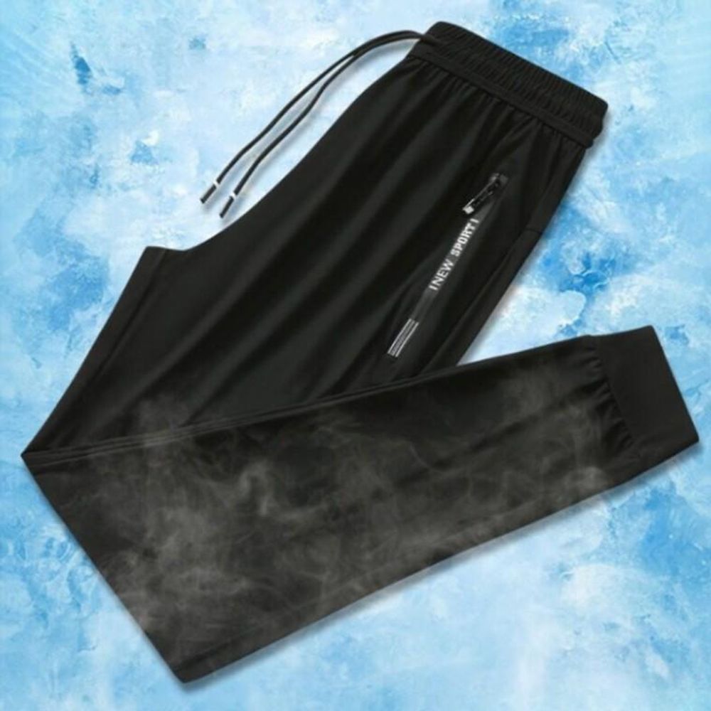 남성 여름 바지 시원한 바지 조거핏 일자핏 냉장고 바 블랙일자핏 - 상품 이미지