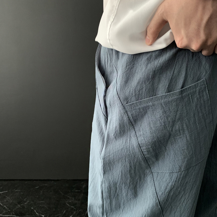 남자 여름 린넨 바지 9부 벌룬핏 와이드 고무줄 밴딩 슬랙스 팬츠 항아리 마바지 이미지 7
