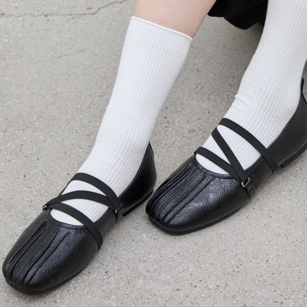 스퍼 플리츠 엘라스틱 스트랩 플랫슈즈 1.5cm -UA9015 (4color) - 상품 이미지