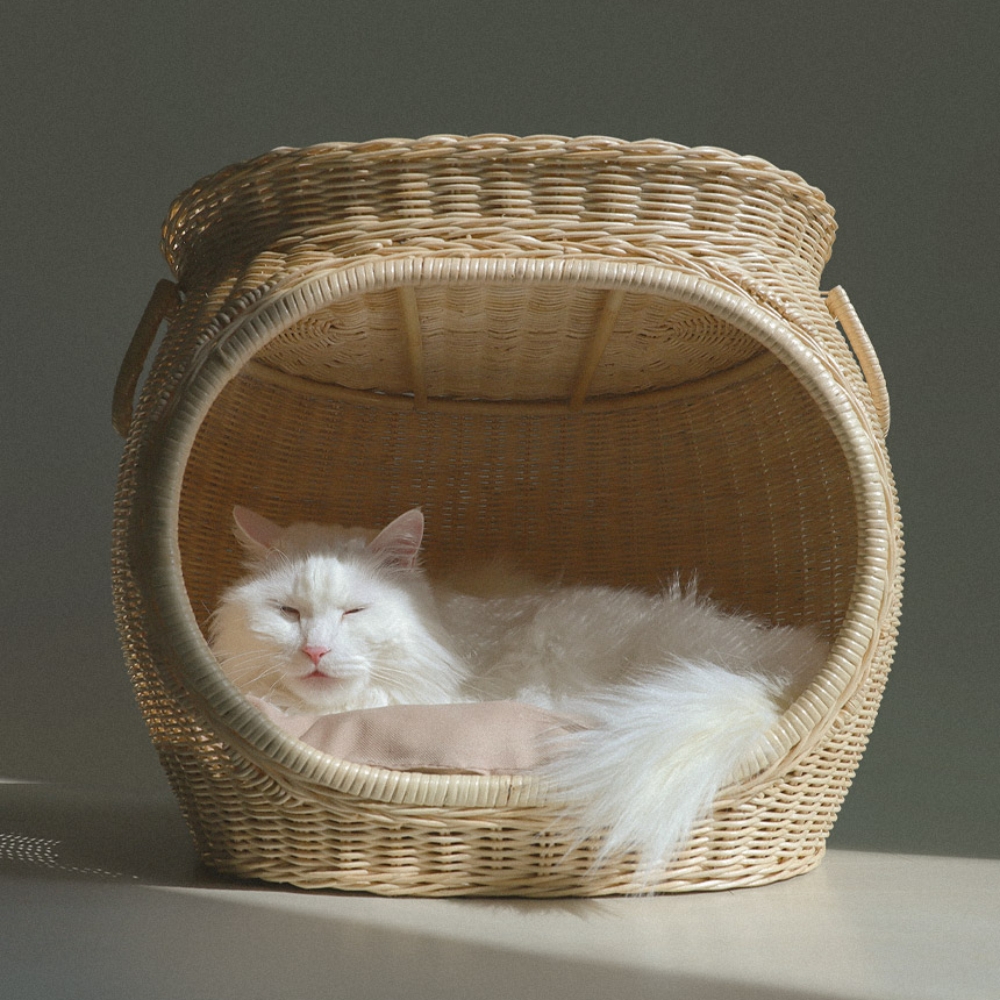 고양이 소쿠리 고양이 원형쿠션 강아지 방석 - 상세 이미지 2