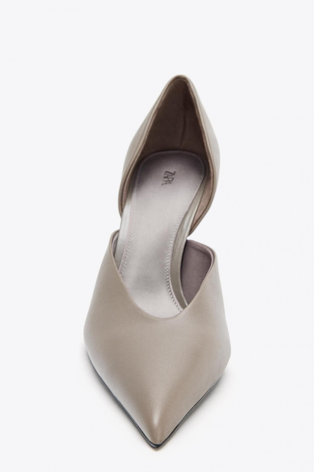 자라 스틸레토 테크니컬 레더 하이힐 슈즈 1226/610 TAUPE GREY - 상세 이미지 4