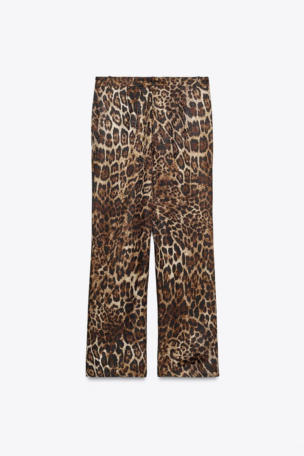 자라 애니멀 프린트 자카드 와이드 팬츠 8567/156 LEOPARD - 상세 이미지 4