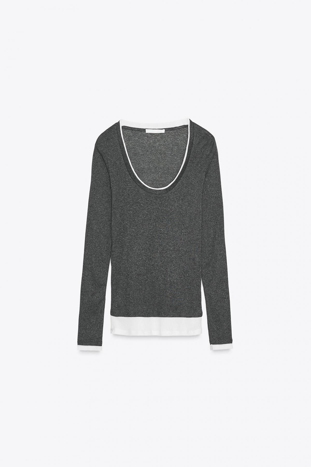 자라 레이어드 라운드넥 긴팔 티셔츠 5644/843 DARK GREY MARL - 상품 이미지