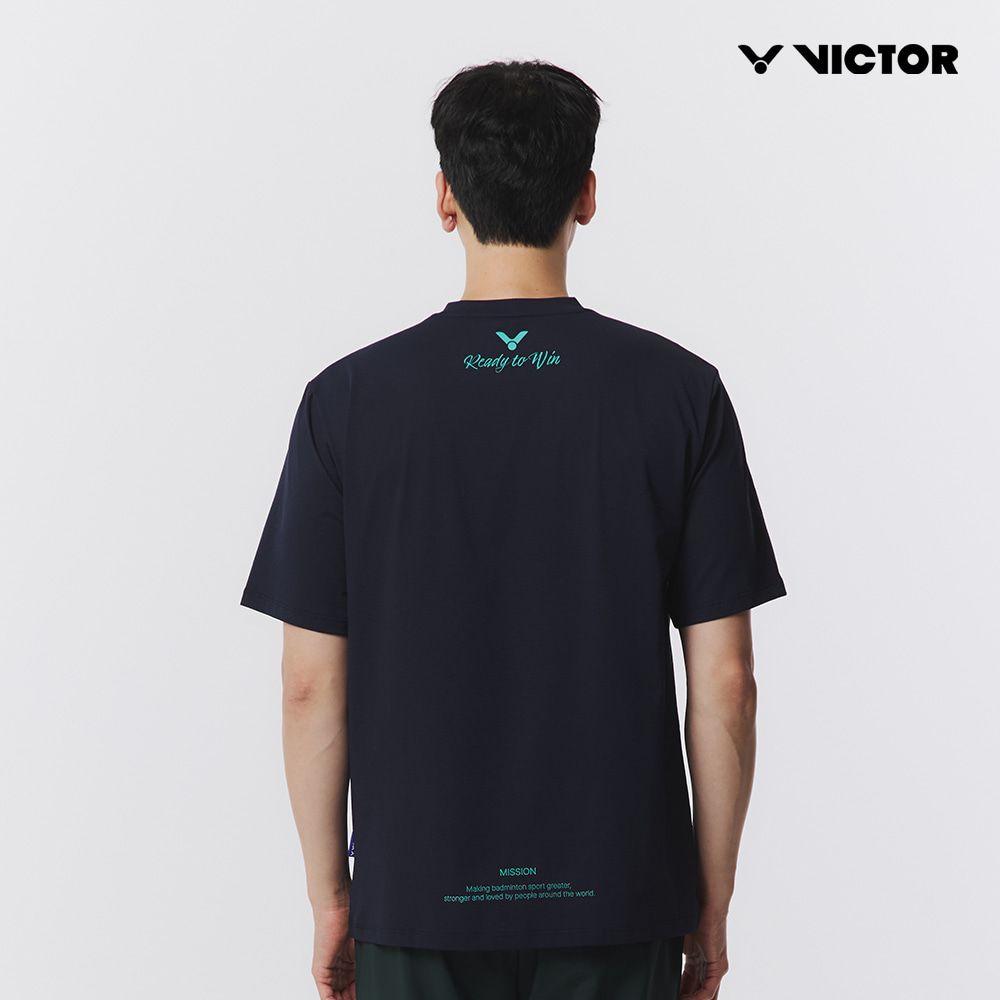 빅터 배드민턴 남여공용 오버핏 반팔라운드티셔츠 VT25CTO201U 시그니쳐 네이비 - 상세 이미지 3