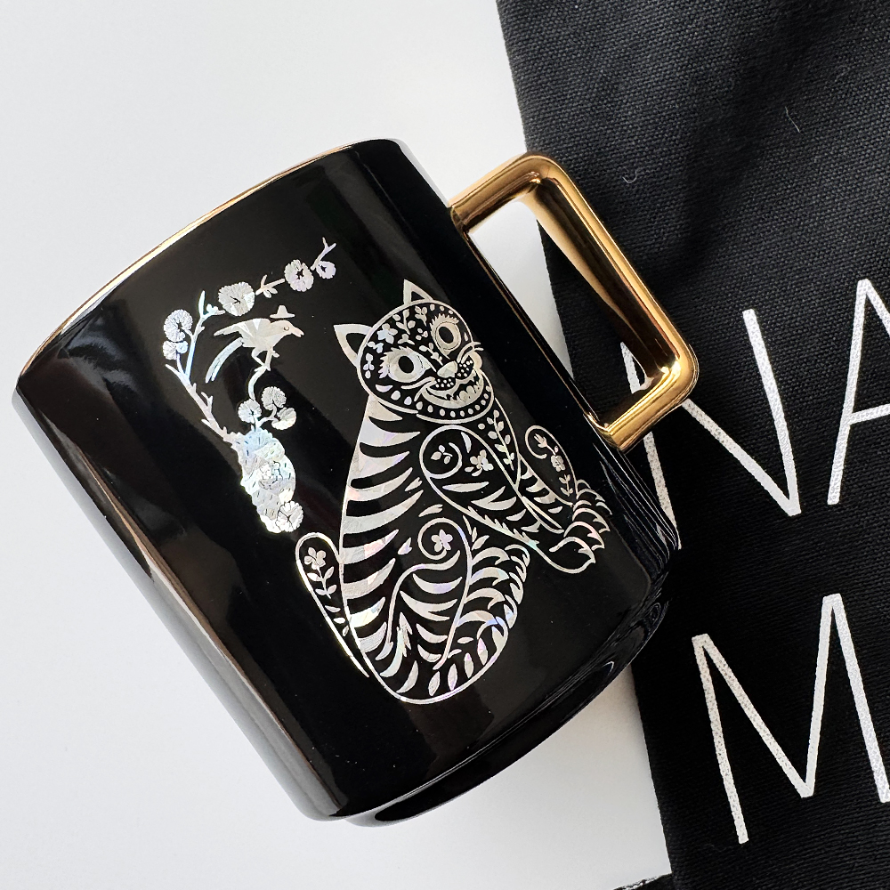 골드드림24k 호작도 작호도 자개 머그컵 1p 외국인 집들이 선물 굿즈