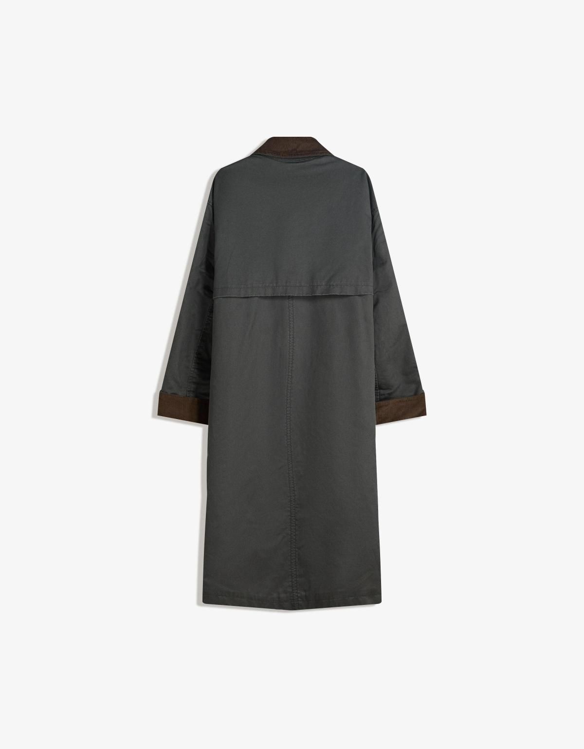 버쉬카 테크니컬 배색카라 왁스드 롱코트 6895/730 KHAKI - 상세 이미지 3