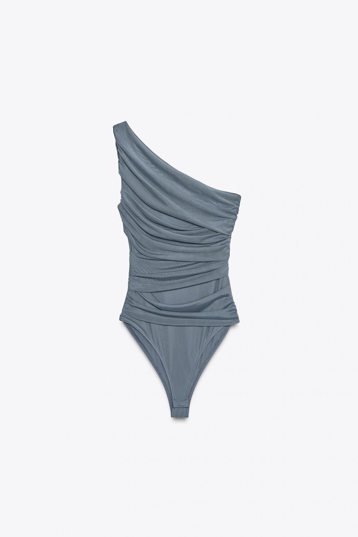 자라 테크니컬 비대칭 드레이프 튤 바디수트 5039/831 BLUE / GREY - 메인 이미지