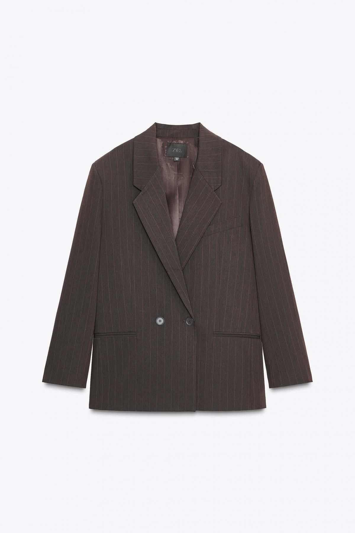 자라 오버사이즈 테크니컬 핀스트라이프 블레이저 1255/789 BROWN - 메인 이미지