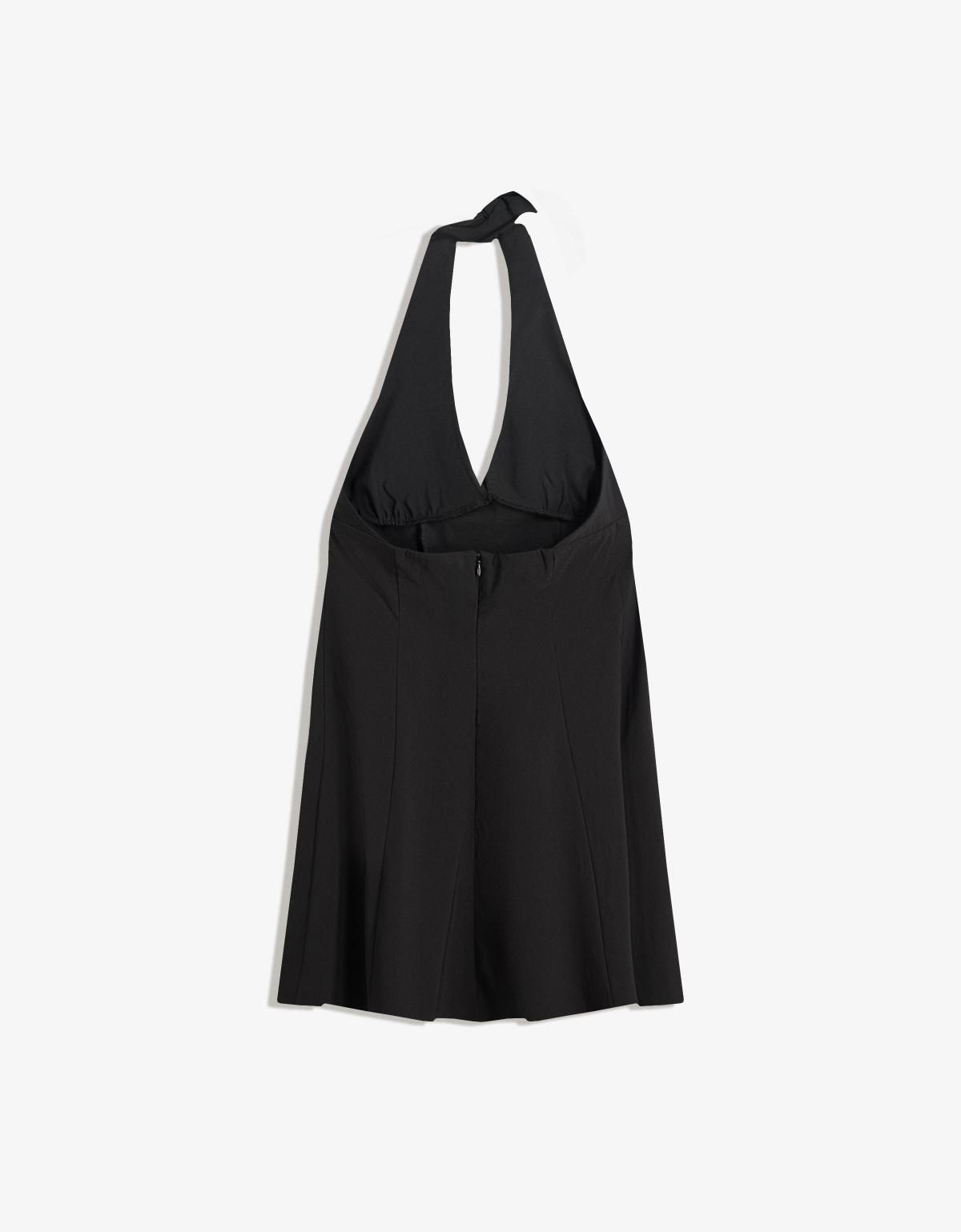 버쉬카 트렌디 베이직 홀터넥 미니 원피스 5853/707 BLACK - 상세 이미지 2
