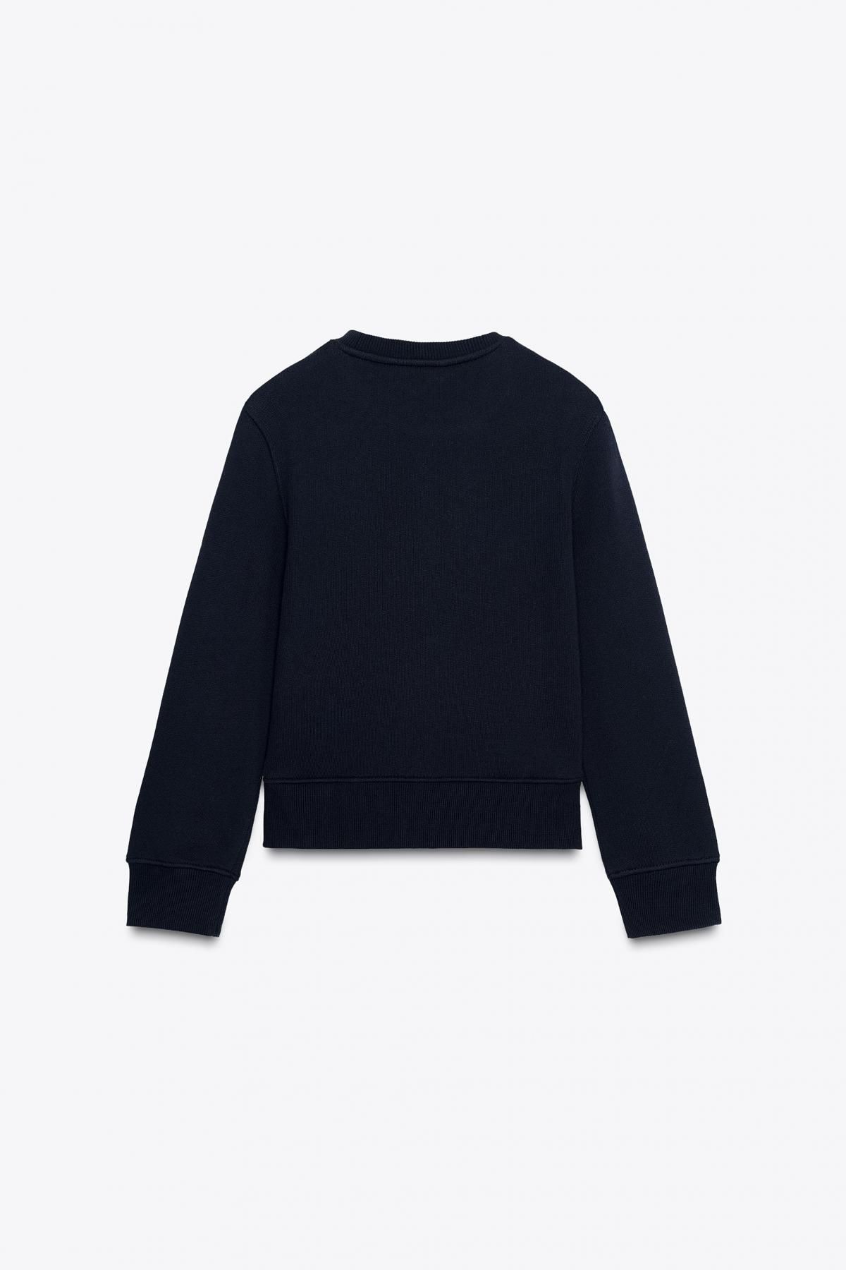 자라 베이직 코튼 라운드넥 긴팔 스웨트셔츠 3199/800 NAVY BLUE - 상세 이미지 5