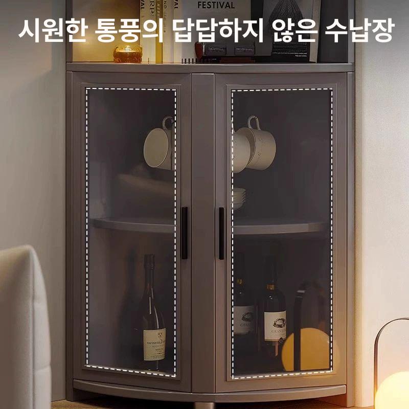 모서리 진열장 수납장 투명 삼각형 구석 캐비닛 삼각 침대틈새수납 코너수납장 투명문 151x30cm-안개 회색 - 상세 이미지 4