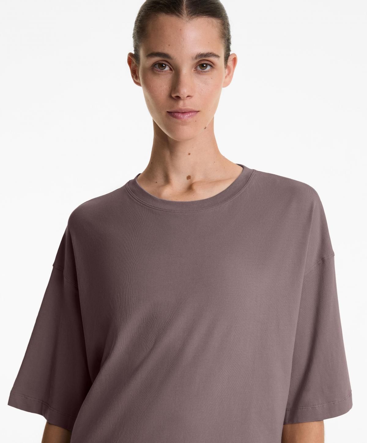 오이쇼 미니멀 소프트터치 코튼블렌드 반팔 티셔츠 0247/378 GREY-PURPLE - 상세 이미지 4