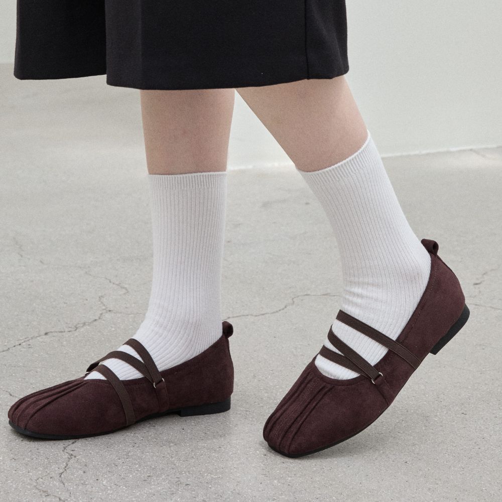 스퍼 플리츠 엘라스틱 스트랩 플랫슈즈 1.5cm -UA9015 (4color) - 상세 이미지 5