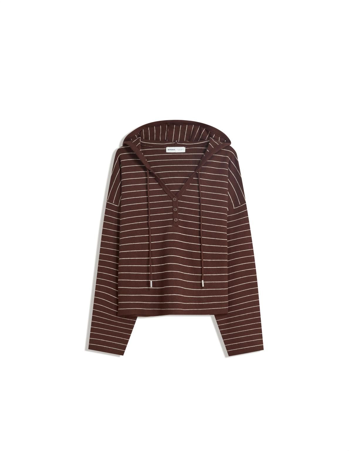 버쉬카 스트라이프 브라운 루즈핏 후드티 7114/693 BROWN - 상품 이미지