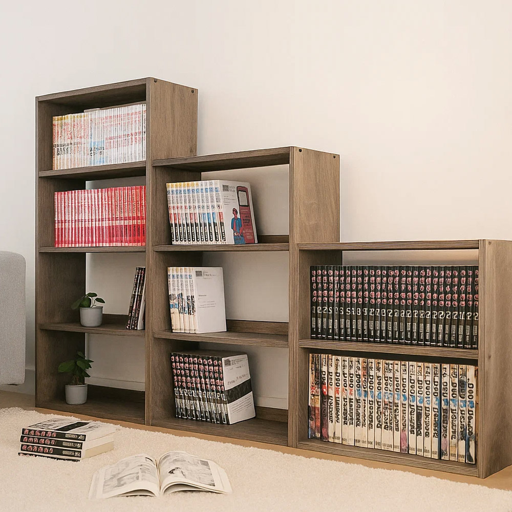 만화책장 원목 쇼파옆 침대옆 미니 만화책 낮은 책장 자작나무 3단