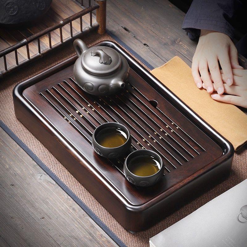 원목 차트레이 물받이 다반 플레이트 다기 다도용 홈카페 전통차 받침대 흑단 차쟁반-관산수형 - 상세 이미지 4