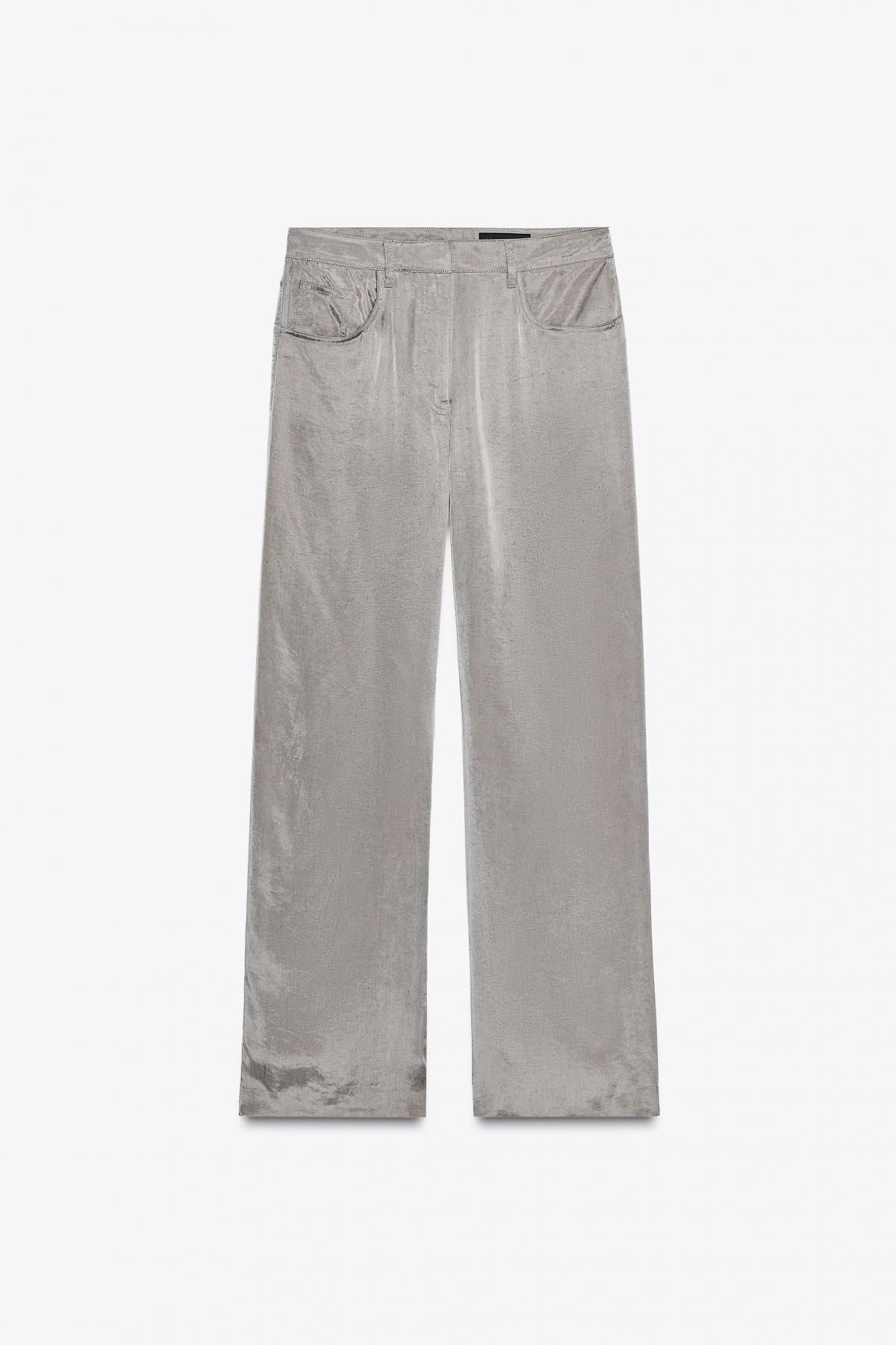 자라 테크니컬 새틴 스트레이트 팬츠 8489/404 LIGHT GREY - 메인 이미지