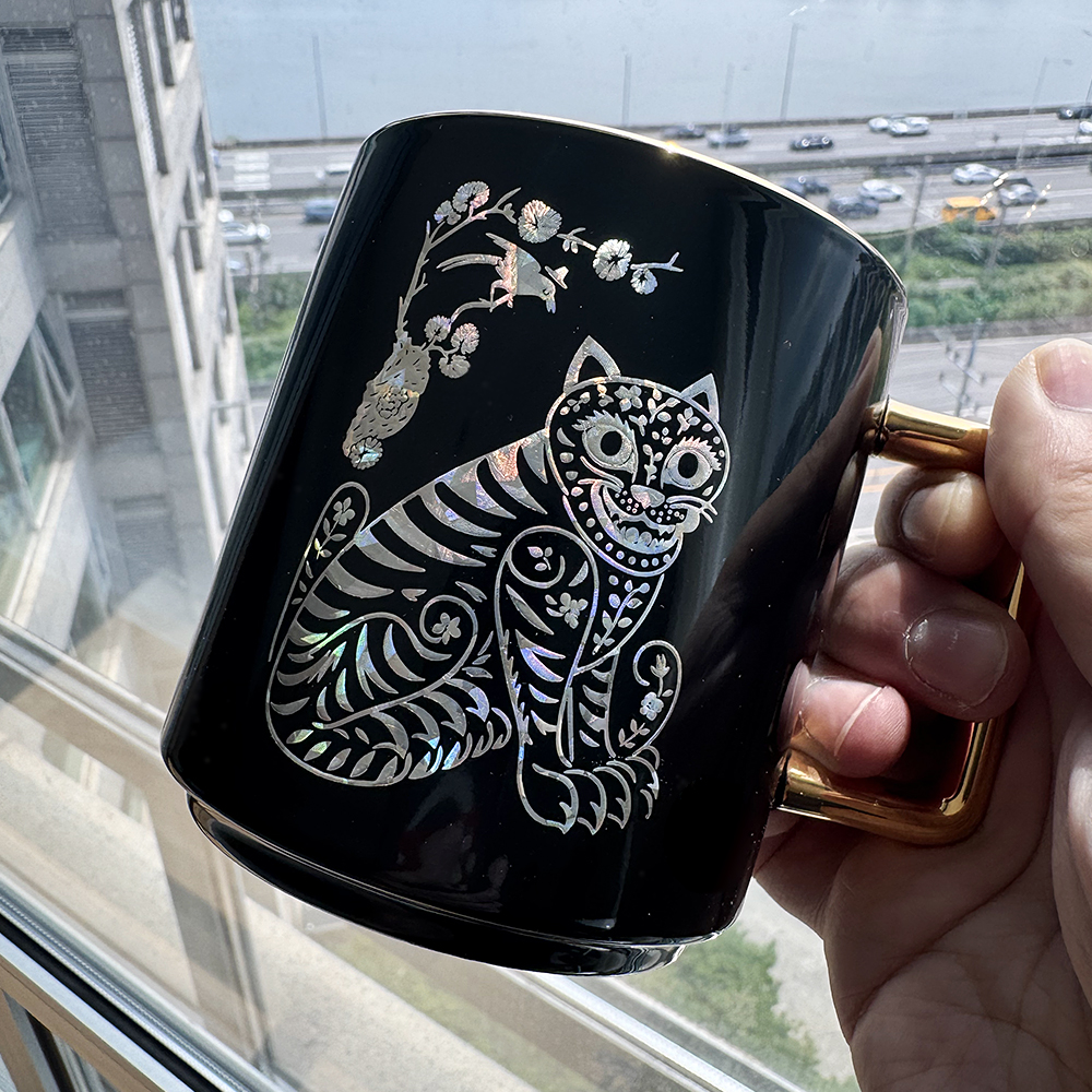 골드드림24k  호작도 자개 머그컵 외국인 집들이선물 1p