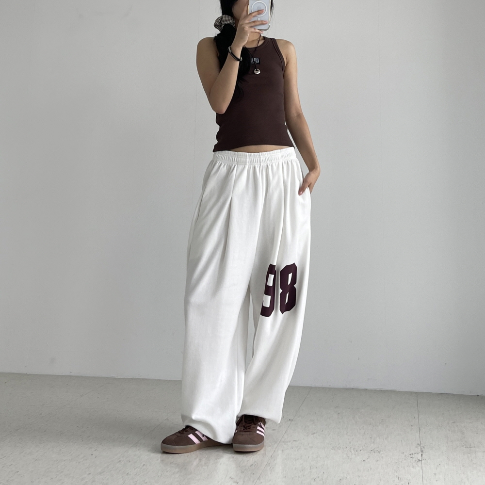 여성조거팬츠 밴딩 핀턱 와이드 봄 여름 가을 트레이닝 츄리닝 넘버플렉스 조거팬츠 - 상세 이미지 2