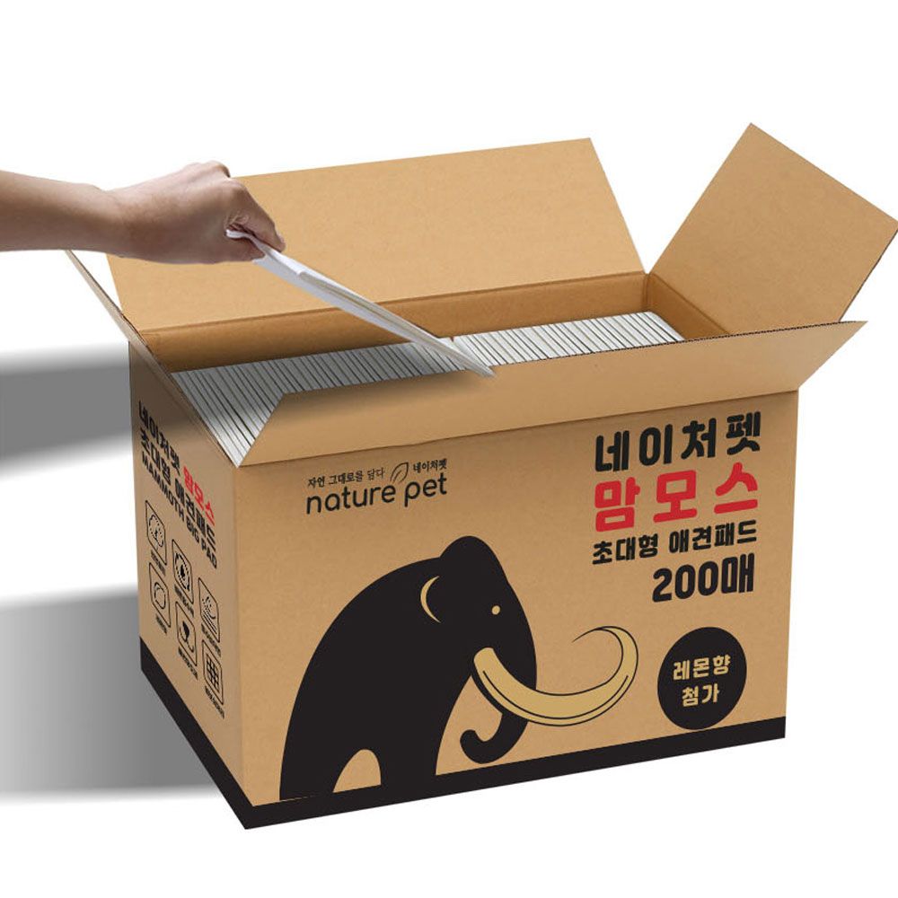 맘모스 초대형 강아지 애견 배변패드 레몬향 200매 - 메인 이미지