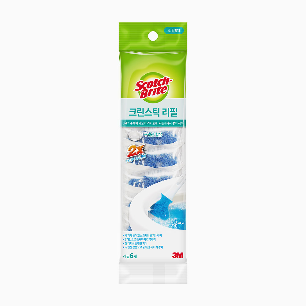 3M 스카치브라이트 변기클리너 크린스틱 리필 30+30개(핸들미포함) 일회용 변기청소스틱