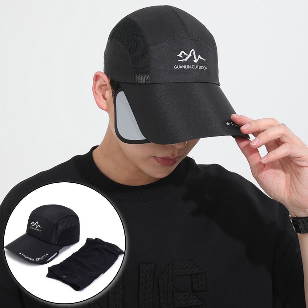 썬캡모자 여성 햇빛 차단 날개 썬캡 모자 챙모자 블랙 - 메인 이미지