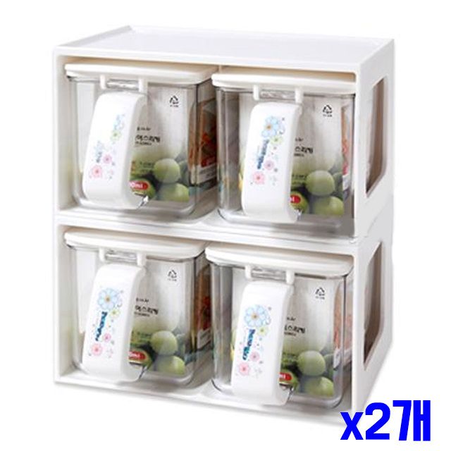 x2개 양념통세트 4P 밀폐 조미료통세트 - 메인 이미지