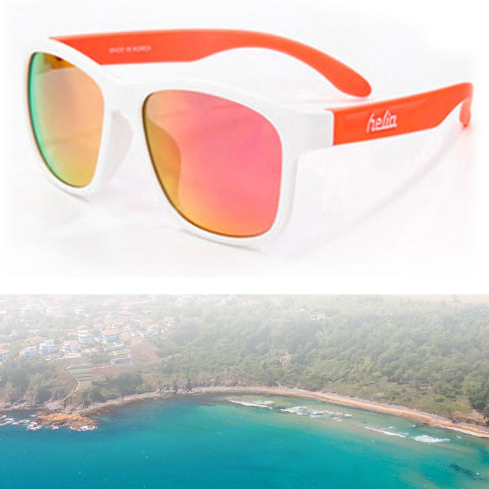 편광 주니어 선글라스 화이트 형광오렌지 렌즈색 레드 - 상품 이미지