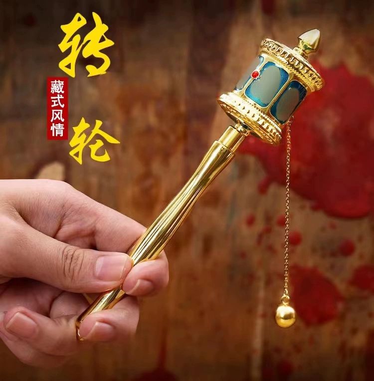 회전 마니차 명상 마니튠 스몰 사원 경통 3만 불교 법전 중간 핸드 크랭크 - 상세 이미지 4
