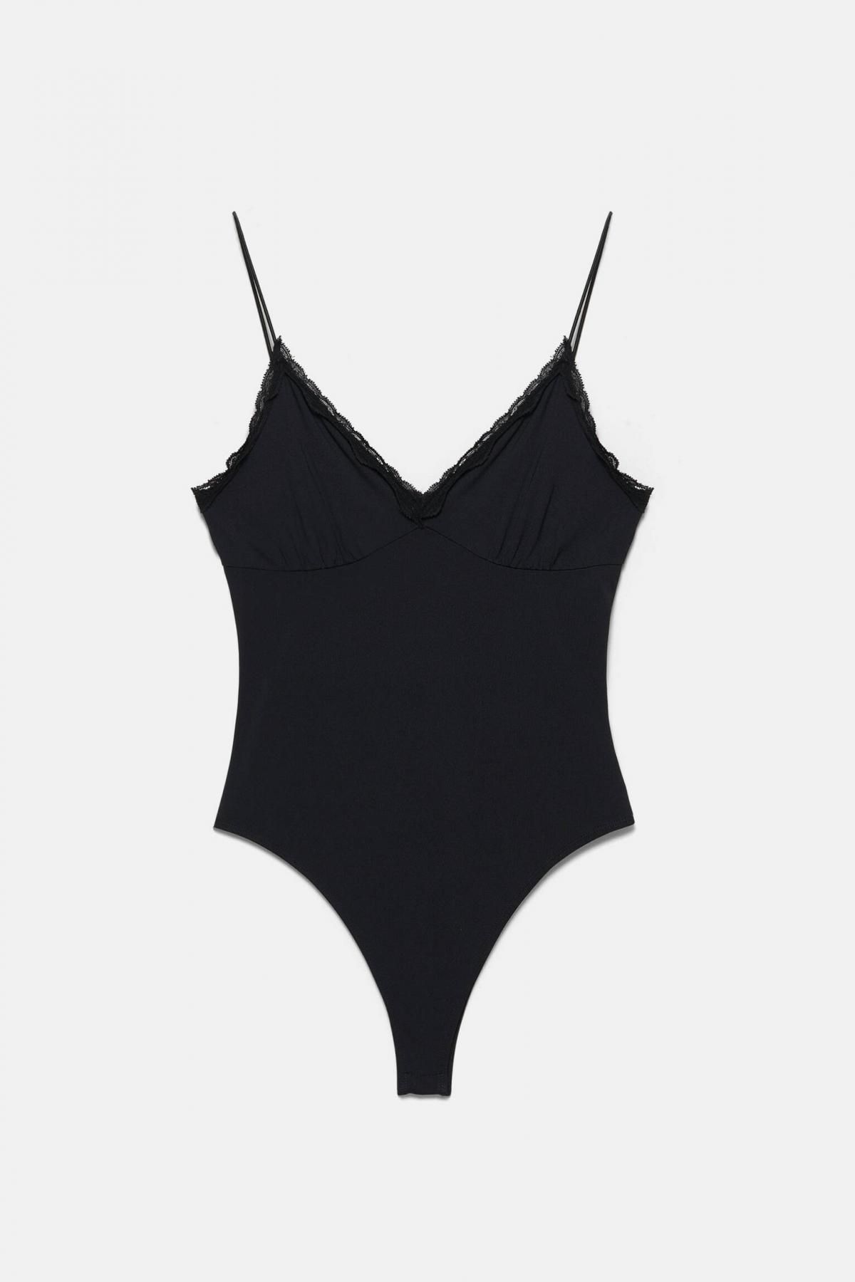 풀앤베어 스트랩 발코넷 레이스 바디수트 7151/382 BLACK - 메인 이미지