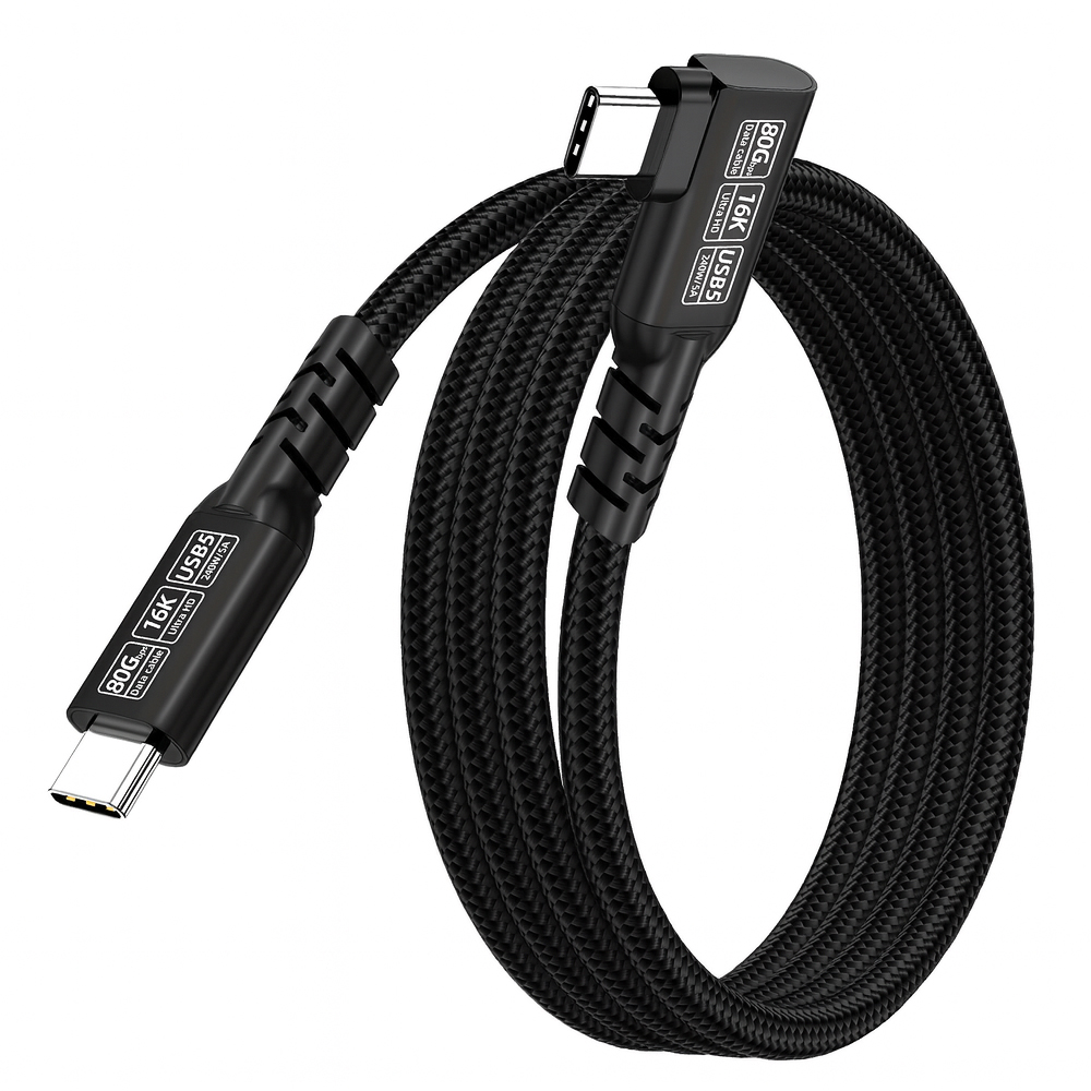 바라보고 USB5 C타입 ㄱ자형 고속충전 케이블 240W 80Gbps 블랙, 1개, 1m 이미지 7