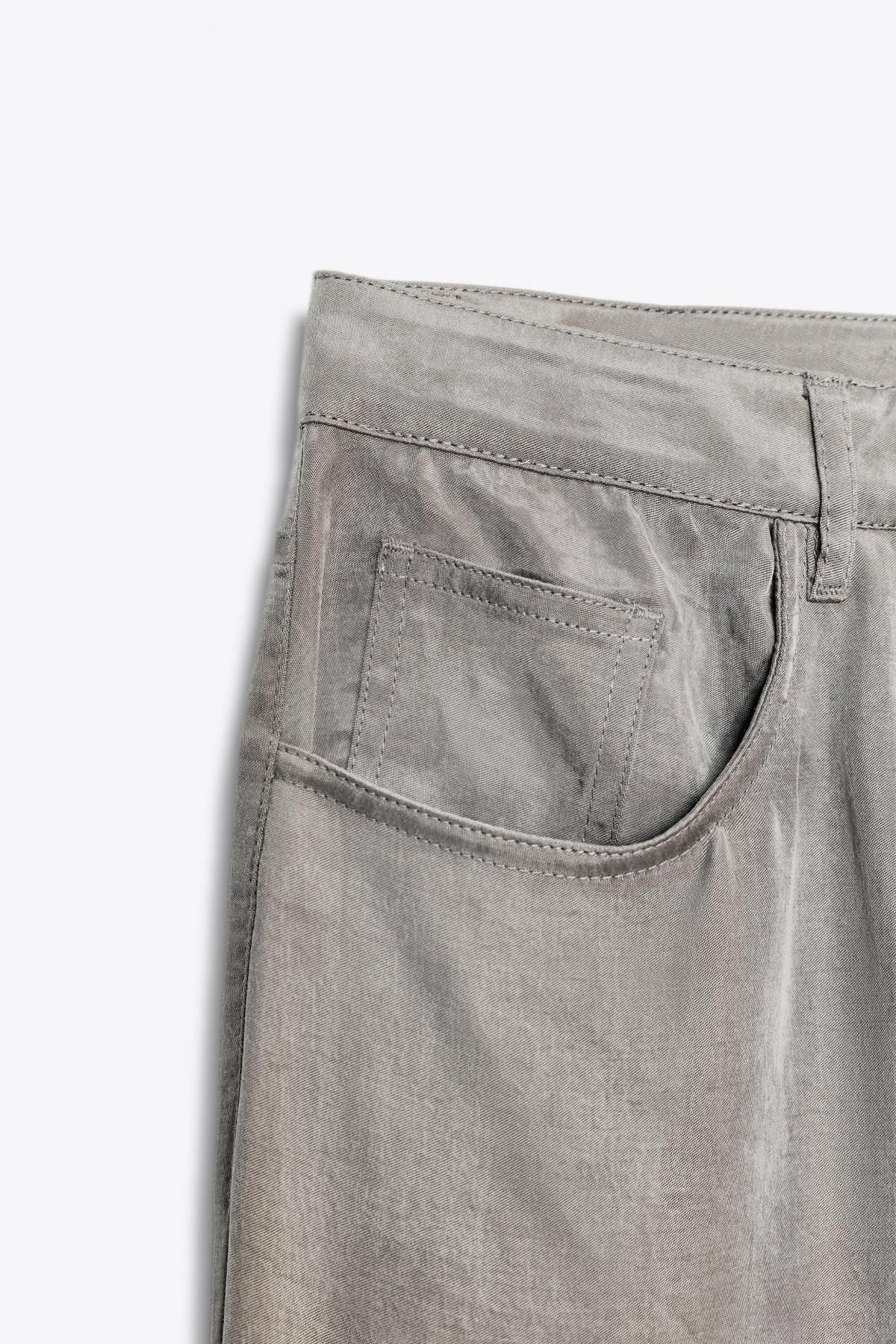 자라 테크니컬 새틴 스트레이트 팬츠 8489/404 LIGHT GREY - 상세 이미지 4