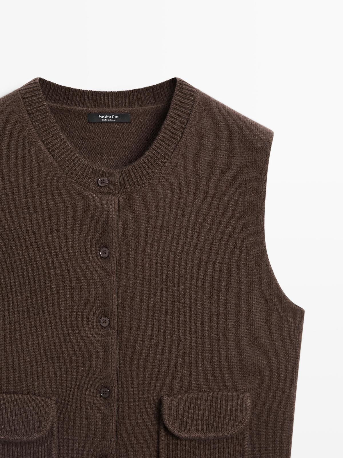 마시모두띠 울블렌드 포켓디테일 니트 베스트 5624/926 BROWN - 상세 이미지 3