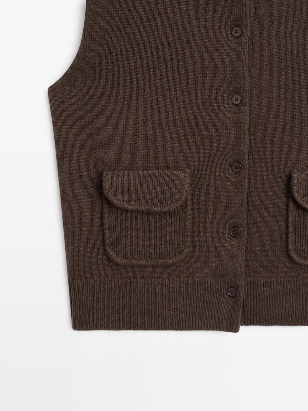 마시모두띠 울블렌드 포켓디테일 니트 베스트 5624/926 BROWN - 상세 이미지 4