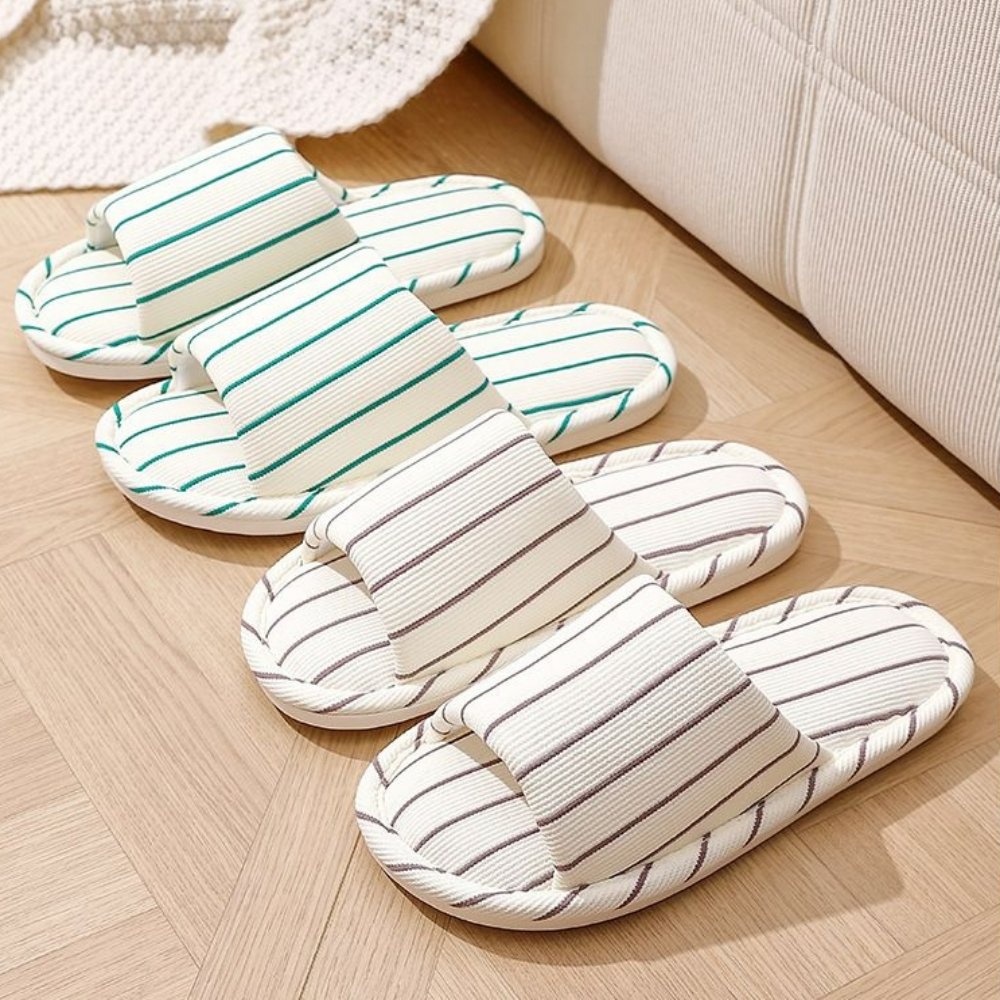 스트라이프 미끄럼방지 실내화 층간소음 쿠션 푹신한 거실화 슬리퍼