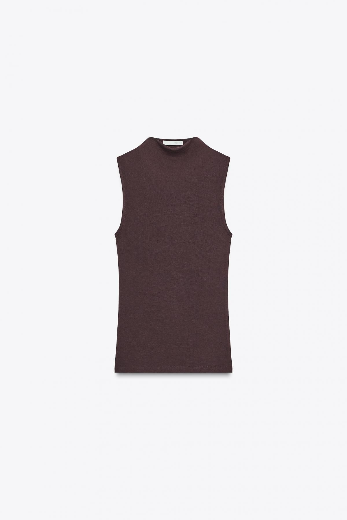 자라 모달코튼 하이넥 민소매 티셔츠 3641/871 BURGUNDY - 메인 이미지